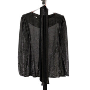 Vintage 80s Boston Maid black sheer sparkle blouse size 14/M